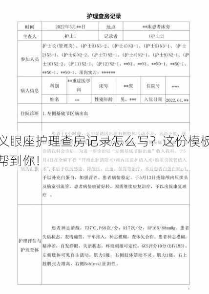 义眼座护理查房记录怎么写？这份模板帮到你！